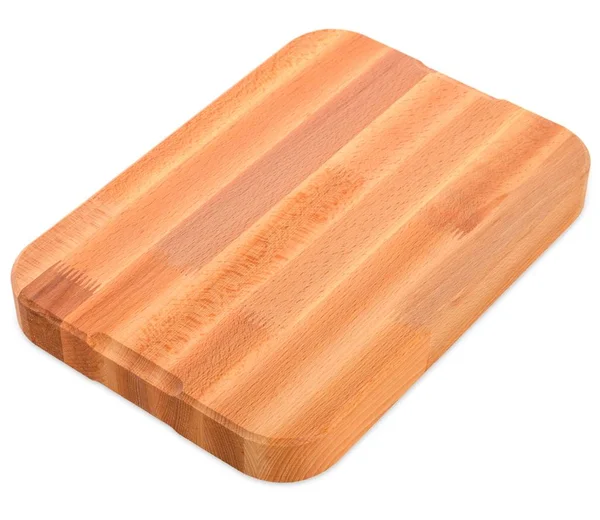 Una tabla de cortar de madera sobre un fondo blanco — Foto de Stock