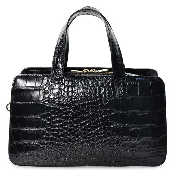 Schwarze elegante Damenhandtasche auf weißem Hintergrund — Stockfoto