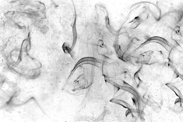 Astratto fumo nero e spruzzi d'acqua su sfondo bianco . — Foto Stock
