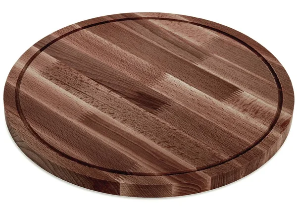 Tabla de corte redonda de madera, tabla de corte de madera hecha a mano — Foto de Stock