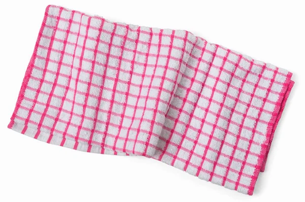 Zmięty biały czerwony checkered kuchnia serwetka. Niechlujstwa ręcznik isolat — Zdjęcie stockowe