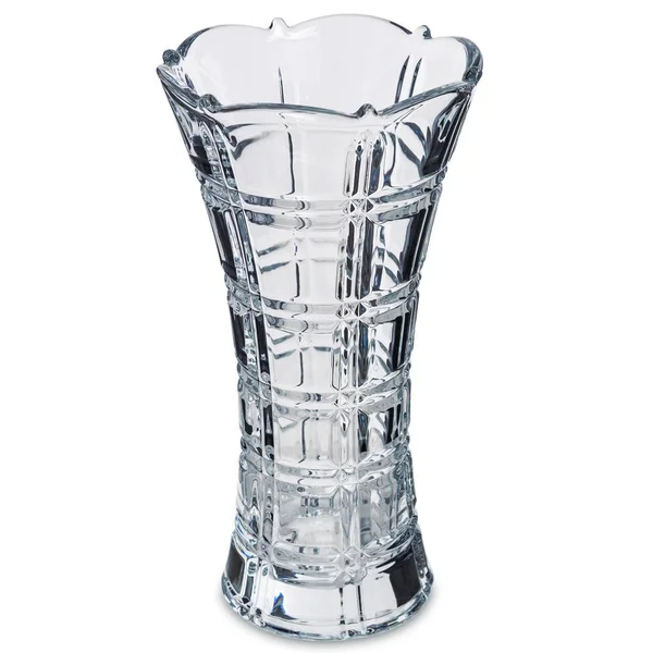 Lege glazen vaas met een patroon, geïsoleerd op witte achtergrond — Stockfoto