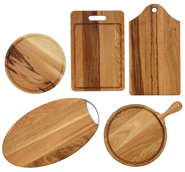 Wooden Cutting Boards Isolated White Background Empty Chopping Board Design — Stock Photo, Image