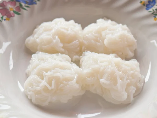 Thai style fresh white rice noodle — Stock Photo, Image