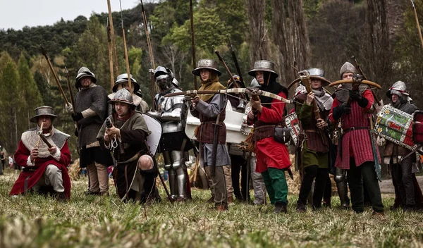 Medieval battle (reconstruction) Czech Republic, Libusin, 25.04. — Stock Photo, Image