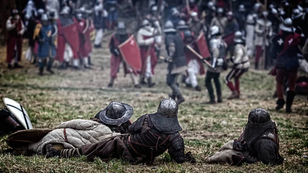 Batalla medieval (reconstrucción) República Checa, Libusin, 25.04 . — Foto de Stock