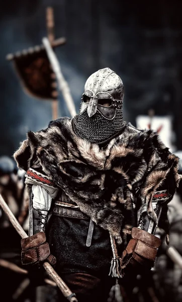 Krieger des Mittelalters. mittelalterliche Schlacht (Rekonstruktion) tschechische republi — Stockfoto