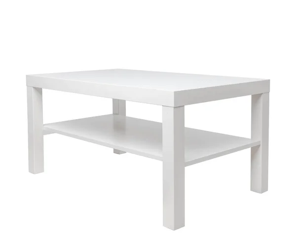 Biały stół. czysty stół z półką — Zdjęcie stockowe