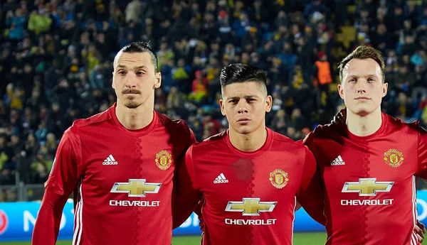Jogadores primários (Zlatan Ibrahimovic, Marcos Rojo, Phil Jones ) — Fotografia de Stock