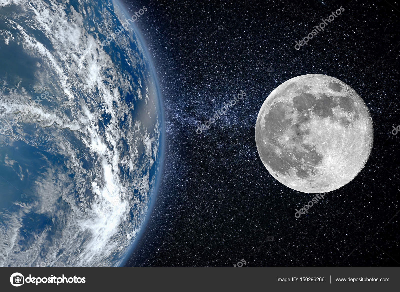 Vue de la Terre et de la lune depuis l'espace — Photo de stock par  ©Baranov_Evgenii - 150296266, image size:1600x1167