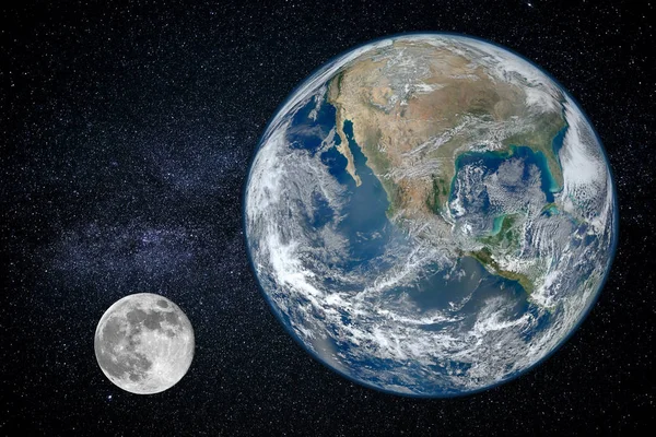 Vue de la Terre et de la lune depuis l'espace — Photo