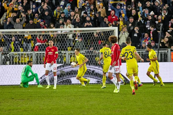 Manchester United karşı gol. Oyun anlarda 1/8 Final Avrupa Ligi maç — Stok fotoğraf