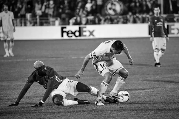 Paul Pogba, Momentos del juego en el partido 1 / 8 final de la Europa League — Foto de Stock