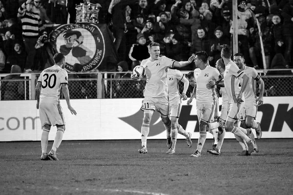 But contre Manchester United. Moments du match 1 / 8 de finale de la Ligue Europa — Photo