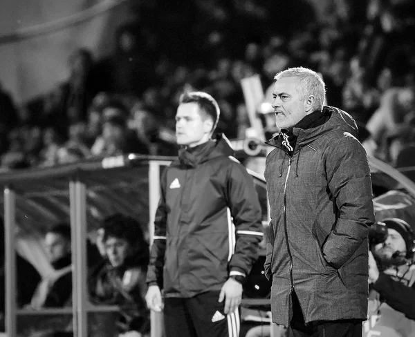 Jose Mourinho, oyun anlarda 1/8 Final Avrupa Ligi maç. — Stok fotoğraf