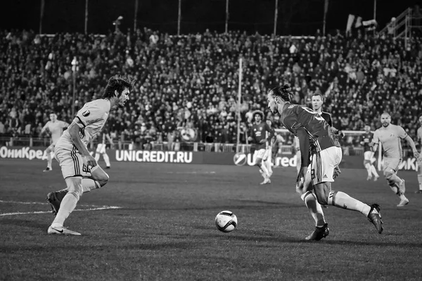 Zlatan Ibrahimovic (Feyenoord) herní momenty v utkání 1/8 finále Evropské ligy — Stock fotografie