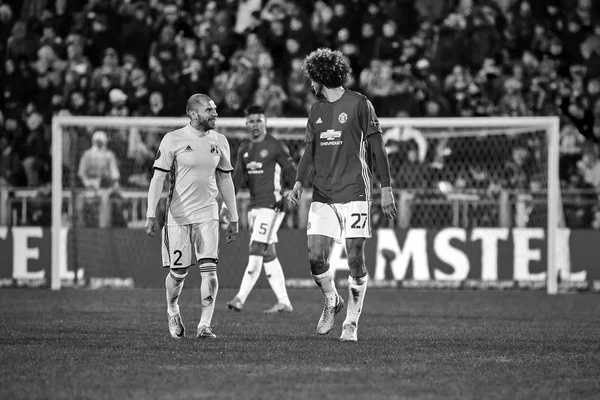 Marouane Fellaini, Game moments in match 1/8 finals of the Europa League — Stock Photo, Image