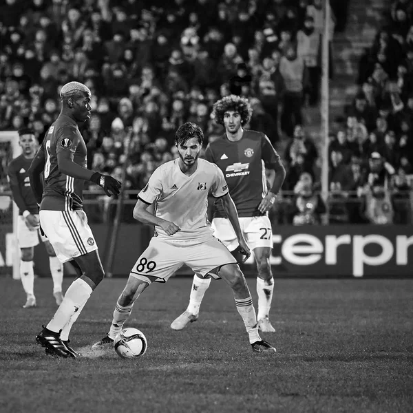 Paul Pogba , Game moments in match 1/8 finals of the Europa League — Stock Photo, Image