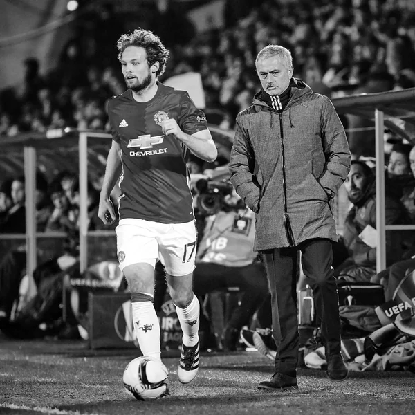 Jose Mourinho, herní okamžiky v odpovídající 1/8 finále Evropské ligy — Stock fotografie