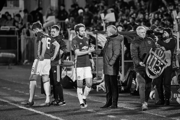 Jose Mourinho, Momentos del juego en el partido 1 / 8 final de la Europa League — Foto de Stock