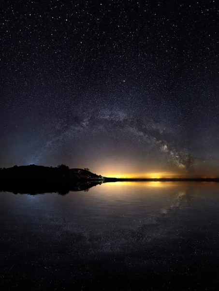 Amazing Panoramic Landscape view of a Milky Way. — Stock Photo, Image