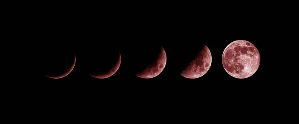 Phases lunaires. croissance Nouvelle lune, lune de sang — Photo