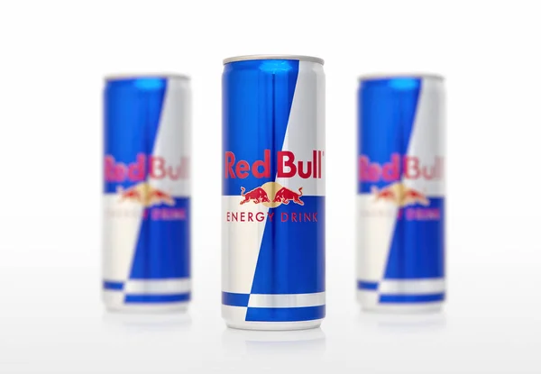 Lata de aluminio de Red Bull Bebida energética Azucargratis.Red Bull — Foto de Stock