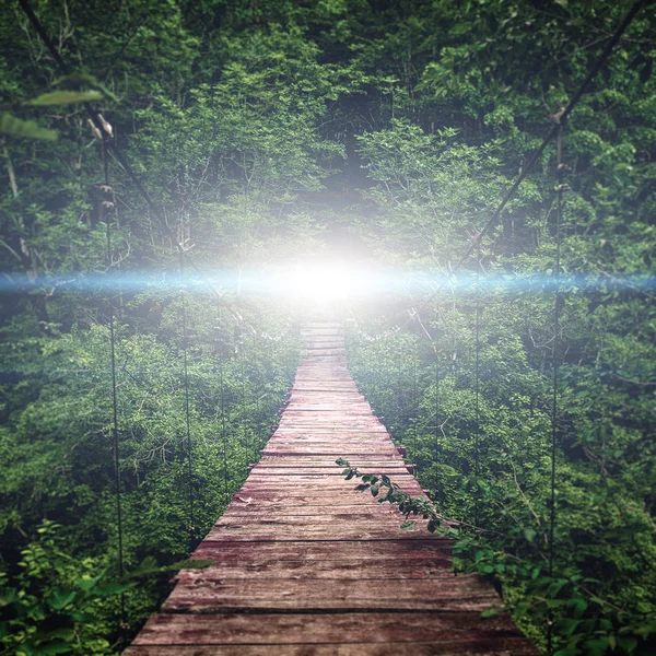 Suspension bridge. path to the light — Stock Image Suspension bridge. path to the light Stock Picture