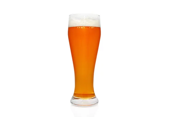 Glass of light beer isolated on white background — Stock Photo, Image