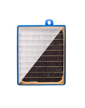 High efficiency air filter for HVAC system. Isolated on white background. new and used filter clipart