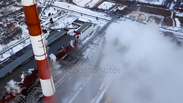 Pfeifen Rauchen Wärmekraftwerk Luftaufnahme Rohre Des Thermischen Kraftwerks Heizung Der — Stockvideo