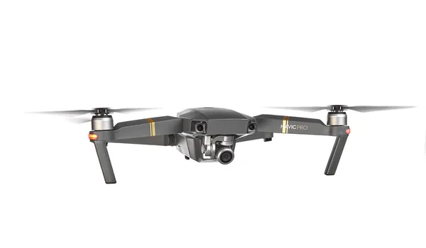 Drone DJI Mavic Pro en vol, sur fond blanc . — Photo