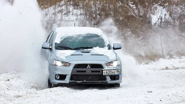 Winter Rally. Subaru Impreza wrx. — Stock Photo, Image