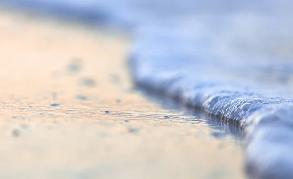 Welle Sandstrand Hintergrund Wellenplätschern Sandstrand Schaum Brandung Wellen — Stockfoto