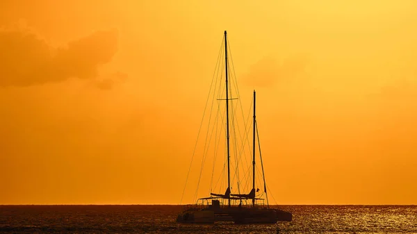 Yachts Bay Silhouettes Yachts Sunset — Stock Photo, Image