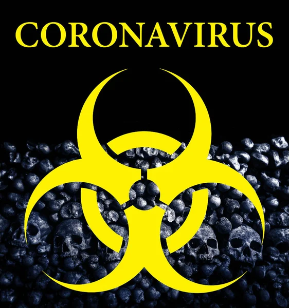 코로나 바이러스 Covid 치명적 노인들의 전염병의 희생자들의 두개골 — 스톡 사진