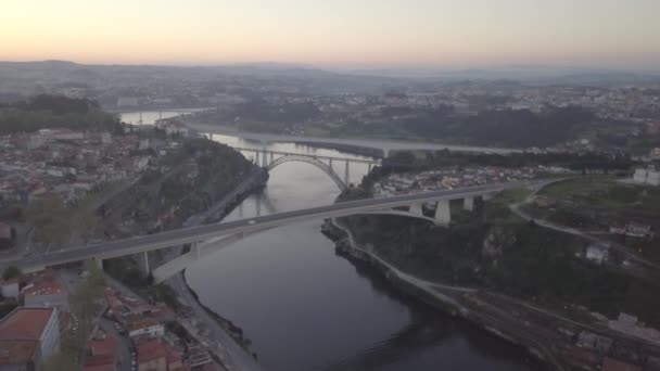 Porto Portugal Luftaufnahme Der Altstadt Und Der Promenade Des Douro — Stockvideo