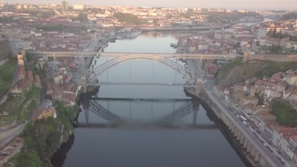 Porto Portugal Vue Aérienne Vieille Ville Promenade Fleuve Douro Vue — Video