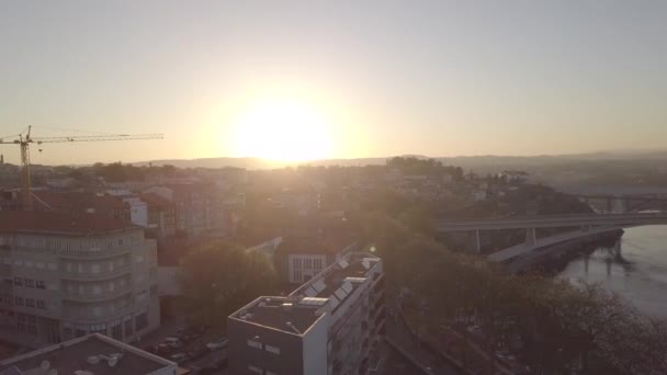 Porto Portugal Aerial View Old City Promenade Douro River View — Stock Video