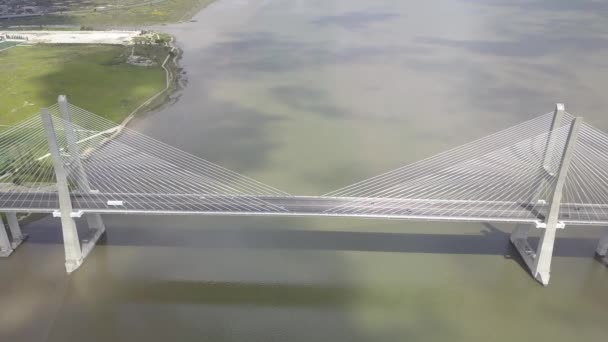 Luftaufnahme Der Vasco Gama Brücke Lissabon Portugal Die Längste Brücke — Stockvideo