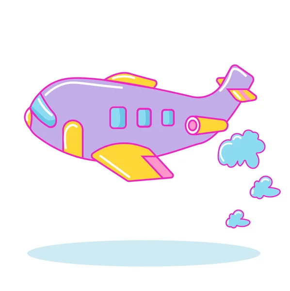 Aviones de dibujos animados fly.Violet estilo de golpe — Vector de stock