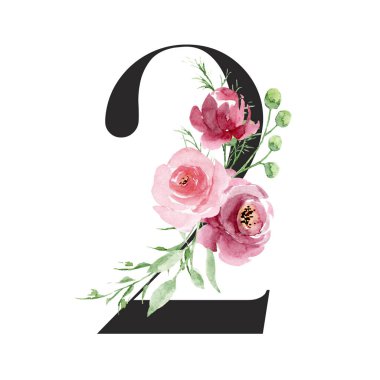 Çiçek ve yapraklı, el çizimi suluboya resimli 2 numaralı yaratıcı