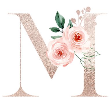 art painting on white background, m letter with stylish design