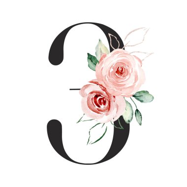 creative number 3 design with blossoming flowers