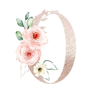 number 0 hand drawn watercolor floral art painting design 