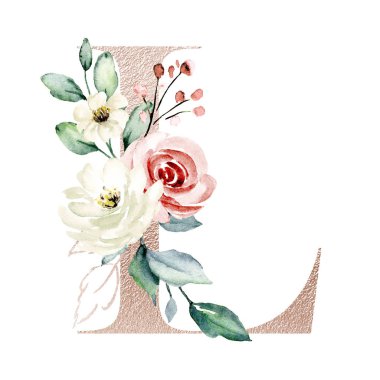 art painting on white background, L letter with stylish design