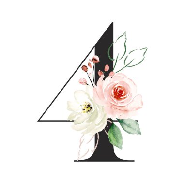 creative number 4 design with blossoming flowers