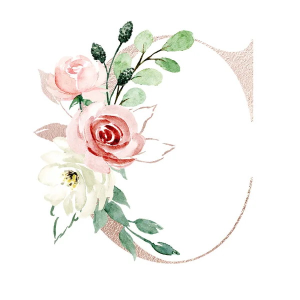 Symbol Letter Floral Design White Background — 스톡 사진