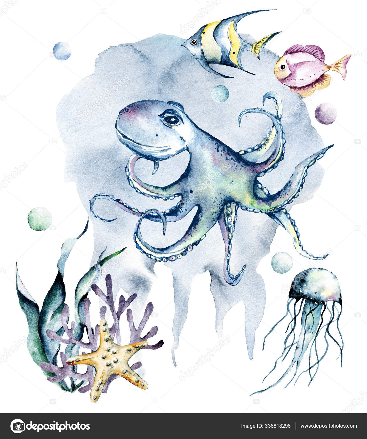 Watercolor Octopus Fish Cartoon Sea Concept Underwater Animals Ocean Life Stock Photo by ©MaslovaLarisa 336818296 Watercolor Octopus Fish Cartoon Sea Concept Underwater Animals Ocean Life Stock Photo by ©MaslovaLarisa 336818296