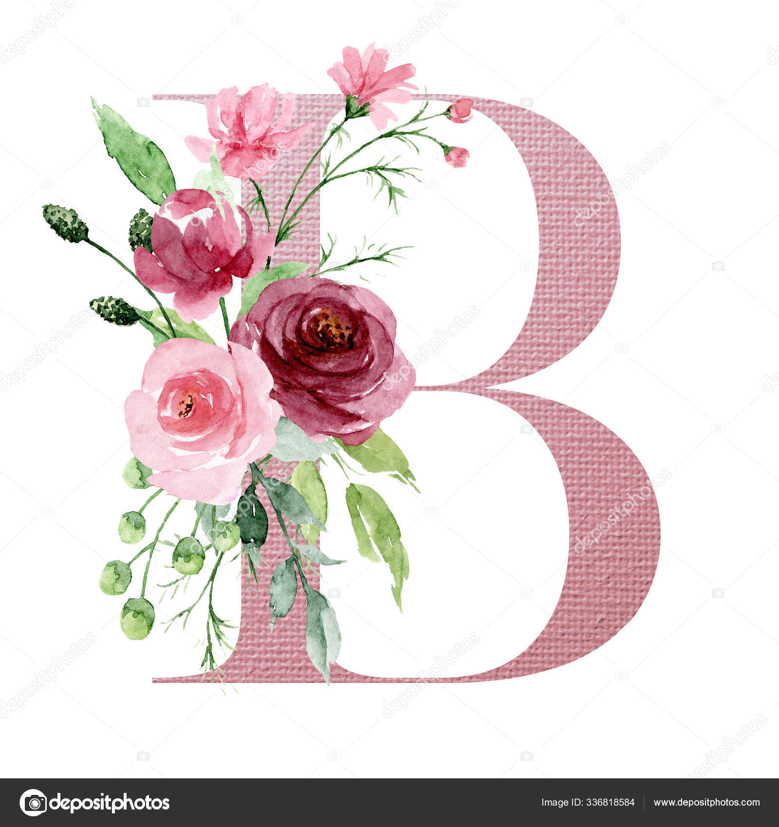 Download Watercolor Art Painting Letter Flowers Leaves Floral Alphabet Stock Photo Image By C Maslovalarisa 336818584